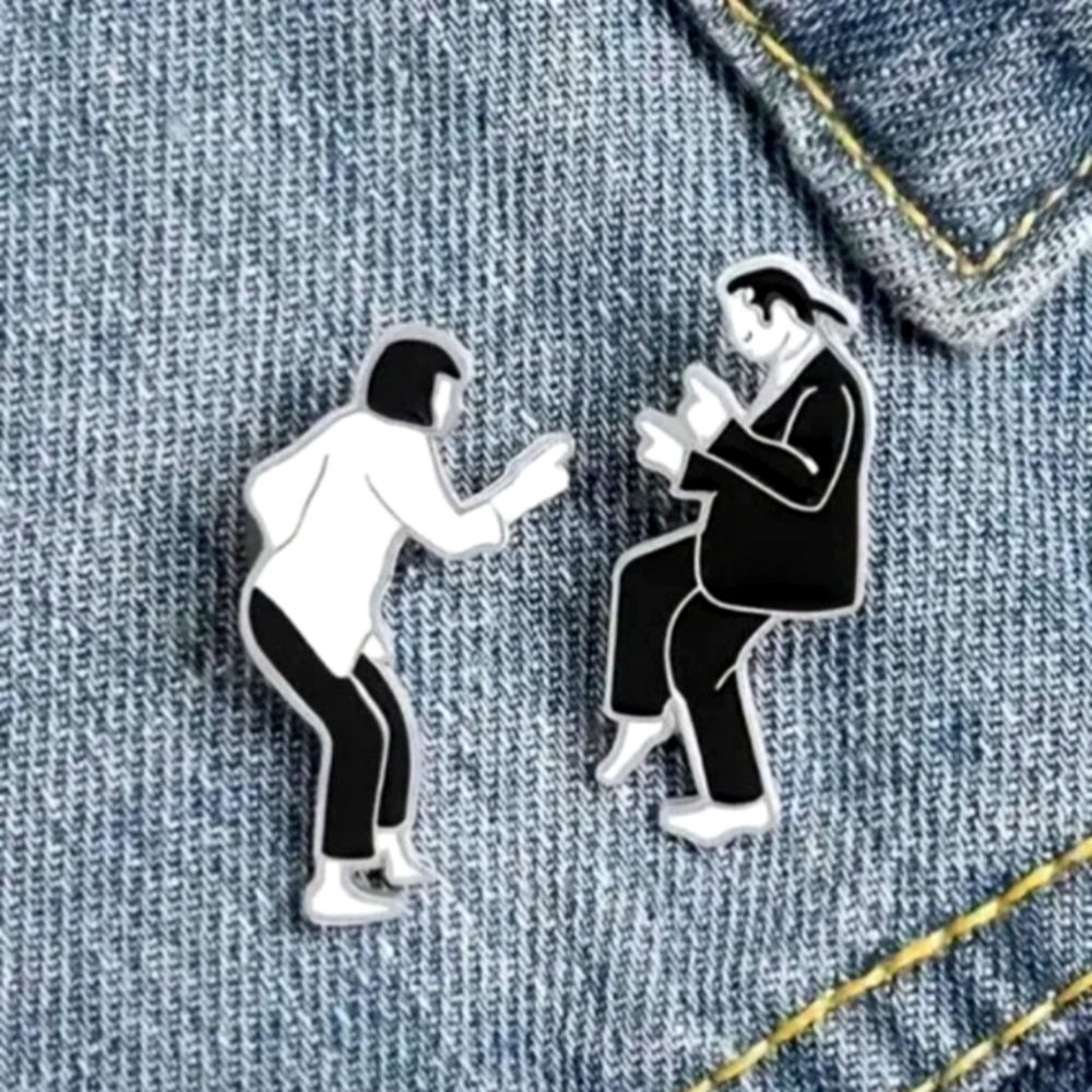 Pulp Fiction pins, one Mia Wallace & one Vincent Vega Dance scene pins